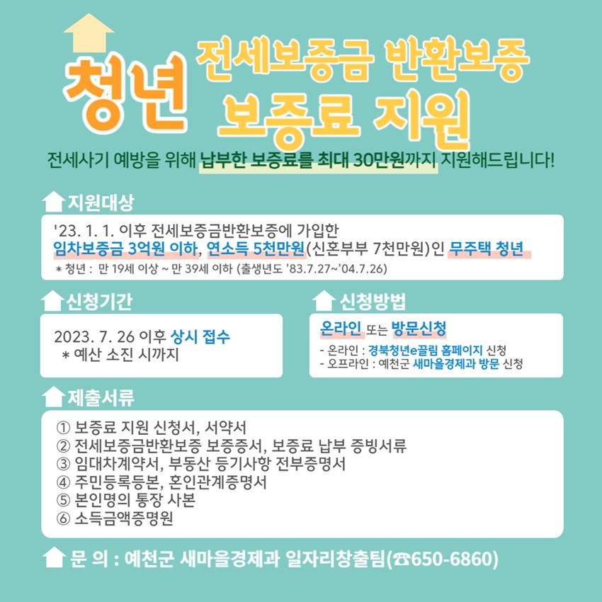 1.청년 전세보증금 반환보증 보증료 지원